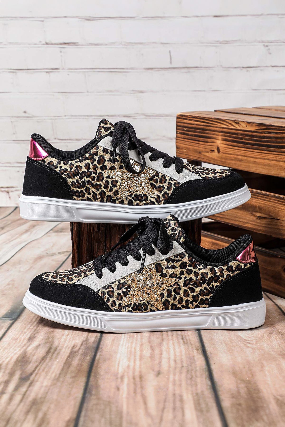 Glitter Star Patchwork Lace-up Shoes