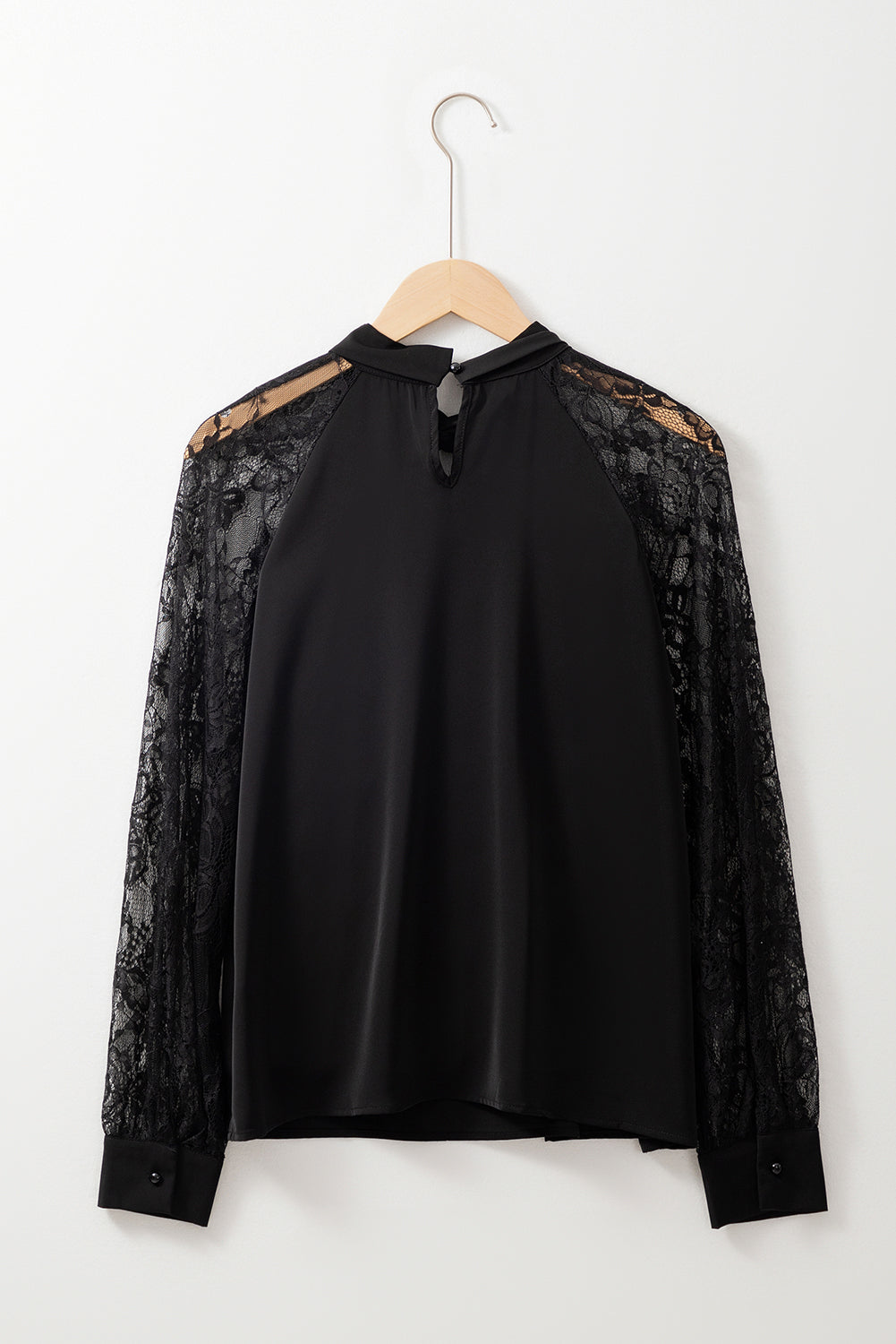 Black Keyhole Floral Lace Blouse