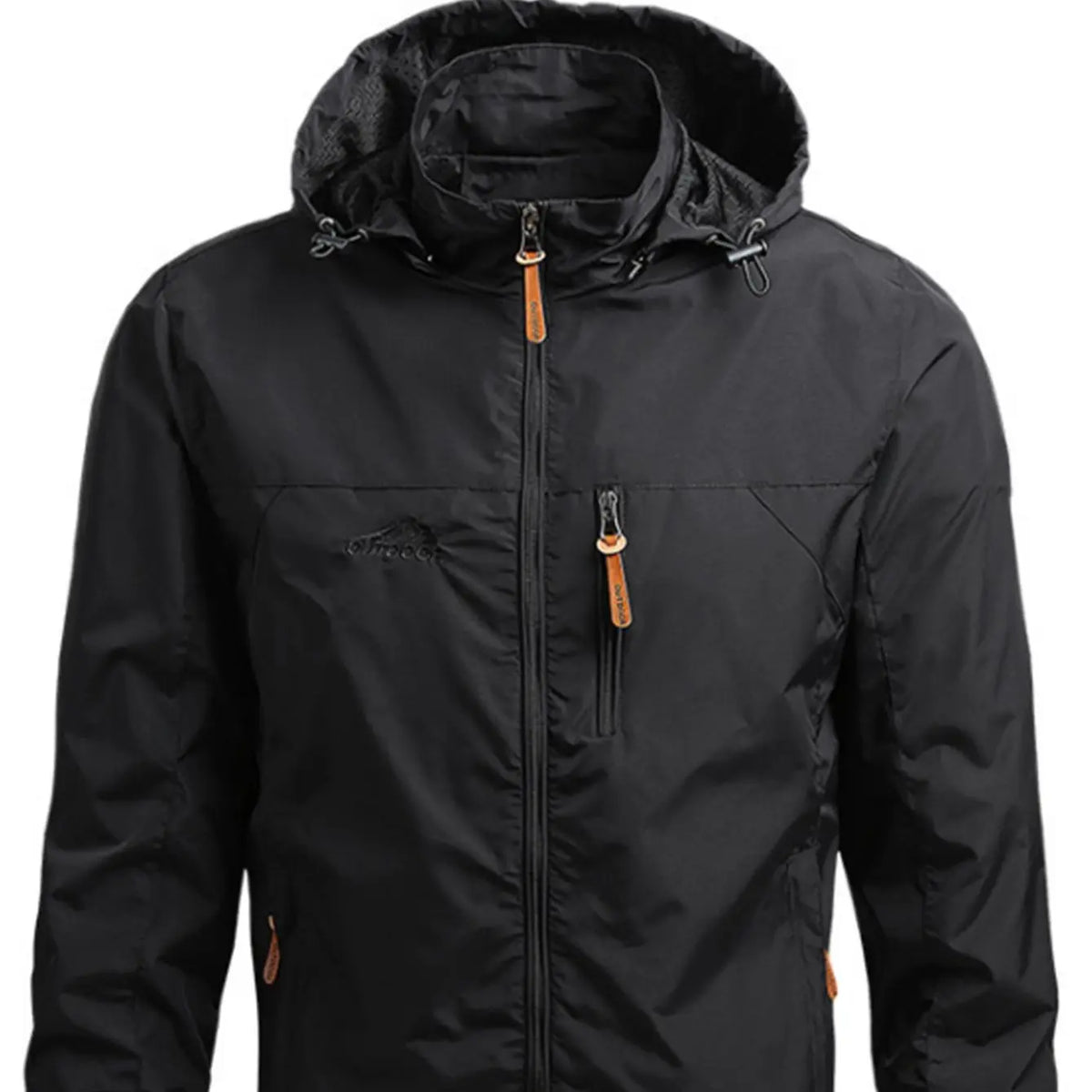 Men's Lightweight Detachable Hood Zipper Multi-Pocket Casual Windbreaker